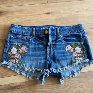 American Eagle Floral Denim Shorts